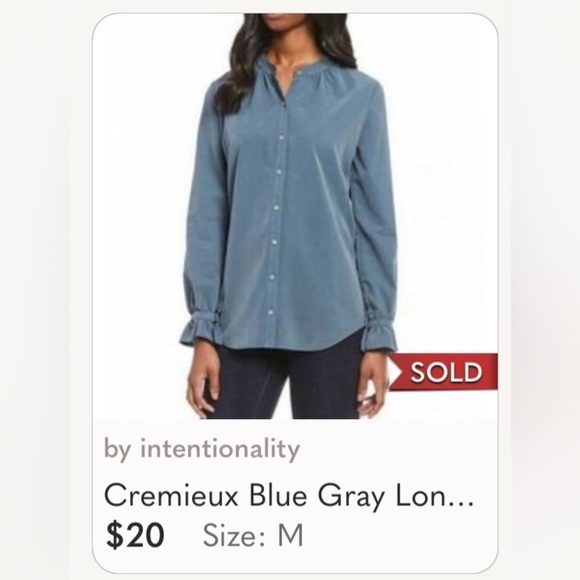 Blue Blouse with Ruffle sleeves - Picture 7 of 8